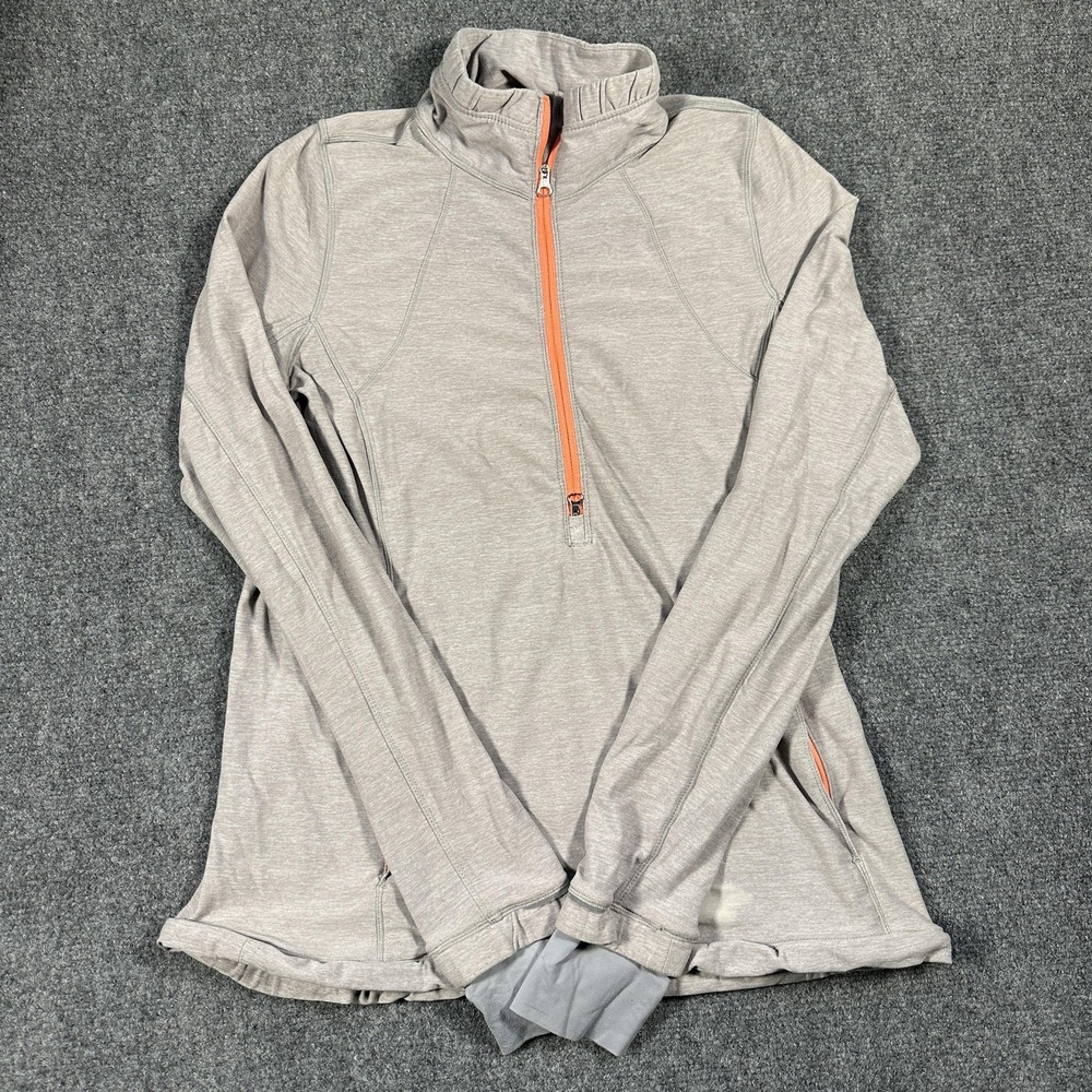 lululemon athletica Light Gray Half-Zip Pullover with Orange Trim